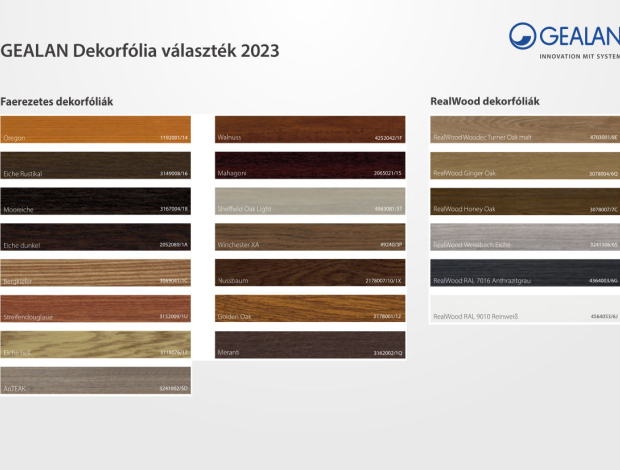 GEALAN dekorfólia 2023. fa erezetes